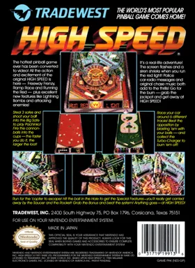 High Speed (USA) box cover back